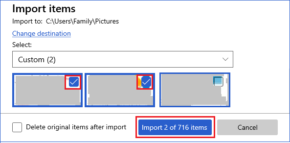 Import Selected Photos from iPhone to Windows 10 Computer using Photos App