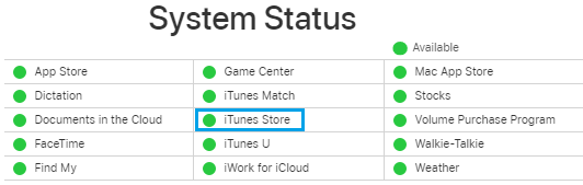 iTunes Service Status