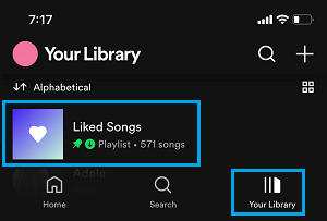 Open Liked Songs in Spotify on iPhone