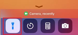 Flash Light Button in Control Center on iPhone