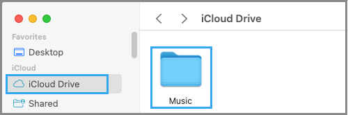 Carpeta de música en iCloud Drive