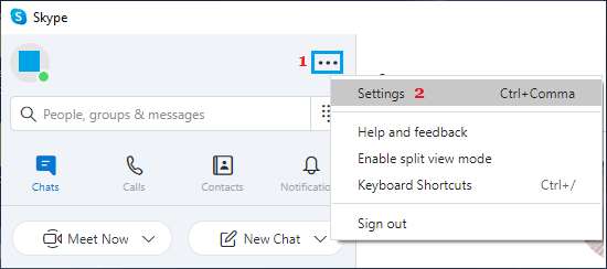 Open Skype Settings