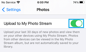 Enable Photo Stream on iPhone