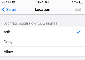 Prevent Website from Tracking Location in Safari Browser
