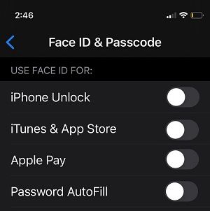 Turn OFF Face ID on iPhone