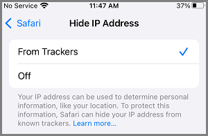 Hide IP Address from Trackers on iPhone Safari Browser