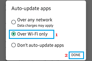 Auto Update Apps Over WiFi Only