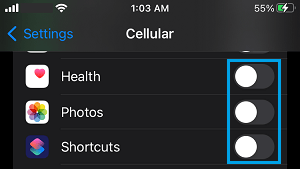 Disable Data For Apps on iPhone