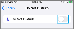 Disable Do Not Disturb Mode on iPhone