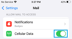 Enable Cellular Data for iPhone Mail App