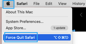 Force Quit App from Apple Menu Bar