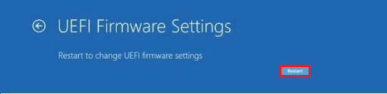 Go to UEFI Settings Screen