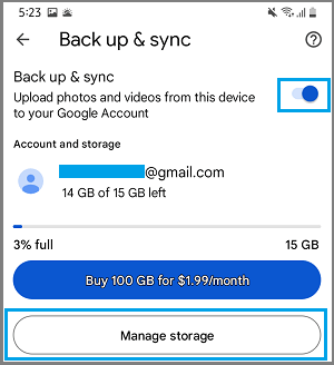 Google Storage Space