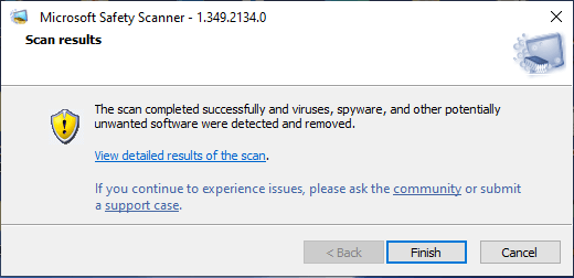 Microsoft Safety Scanner Results