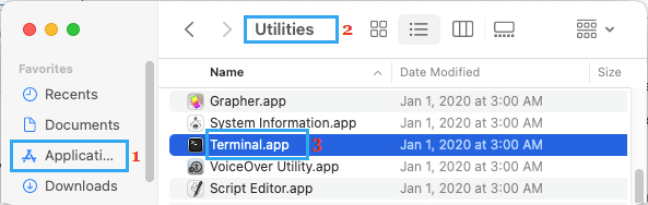 Open Terminal App on Mac
