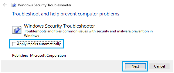 Windows Security Troubleshooter