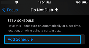 Add Do Not Disturb Schedule Option on iPhone