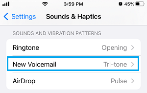 Change Voicemail Alert Sound Option on iPhone