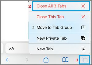Close All Safari Tabs on iPhone