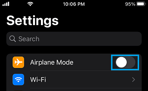 Disable Airplane Mode on iPhone
