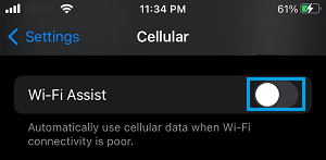 Disable Wi-Fi Assist on iPhone