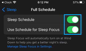 Enable Sleep Schedule on iPhone