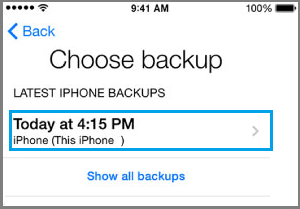 Select iCloud Backup File