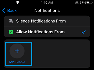 Add People Option in Do Not Disturb Mode on iPhone