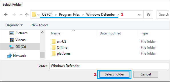 Add Windows Defender Folder to Exclusion