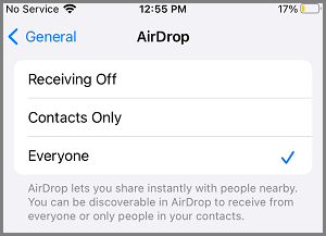 Allow AirDrop from Everyone