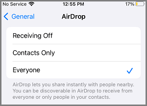 Enable AirDrop Recieving By Everyone