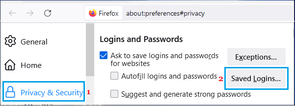 Check Saved Login Passwords in Firefox