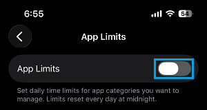 Disable App Limits on iPhone