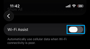 Disable Wi-Fi Assist on iPhone