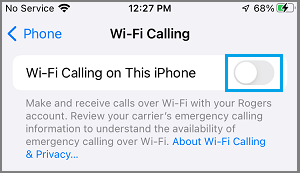 Disable WiFi Calling on iPhone