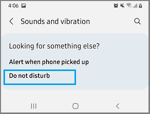 Do Not Disturb Mode Settings Option in Android