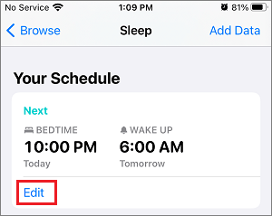 Edit Sleep Schedule on iPhone Health App