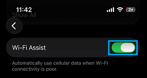 Enable Wi-Fi Assist on iPhone