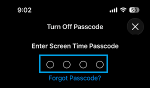 Enter Passcode to Turn OFF Screen Time on iPhone