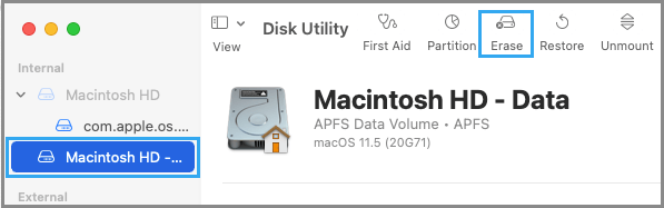 Erase Macintosh HD Using Disk Utility