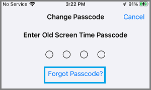 Forgot Passcode Option on iPhone