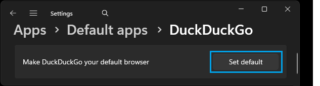 Make DuckDuckGo As Default Browser