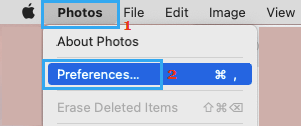 Open Photos Prefrences on Mac