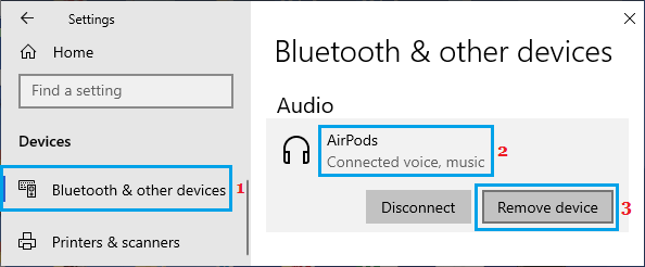Remove AirPods from Windows PC