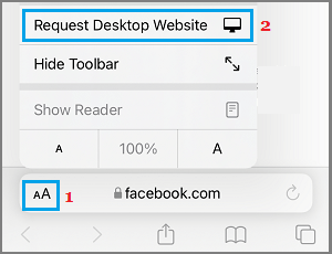 Request Facebook Desktop Site on iPhone Safari Browser