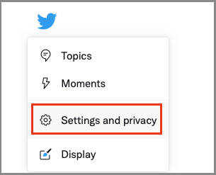 Settings & Privacy Option in Twitter