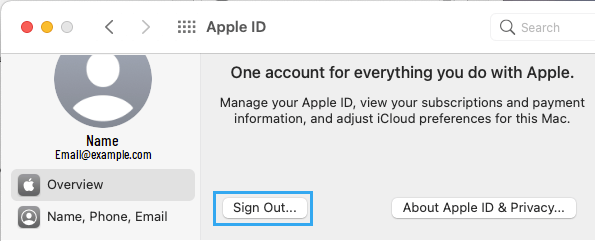 Sign Out from Apple ID on Mac