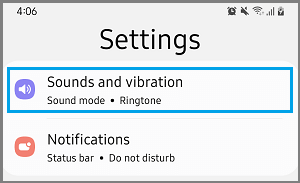 Sounds & Vibration Settings Option in Android