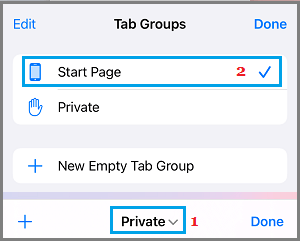 Switch from Private to Regular Browsing Mode on iPhone