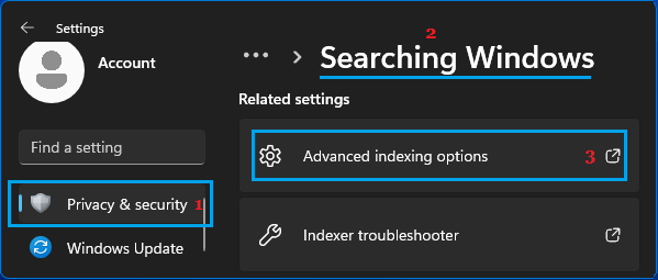 Erweiterte Indizierungsoptionen Von Windows Search